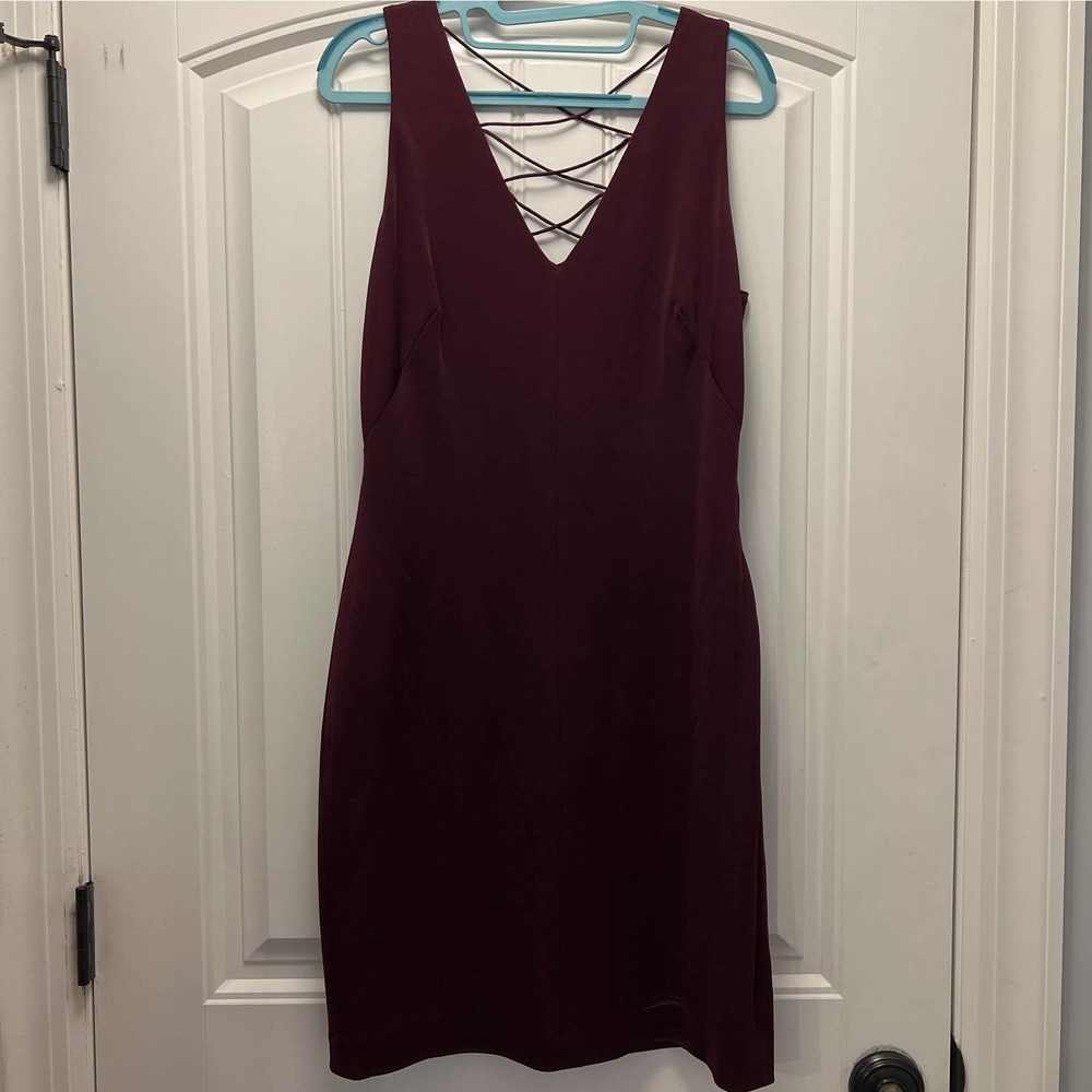Lauren Ralph Lauren Women’s Sheath Dress Sleeveless V-Neck Cage Back Size 10 Red
